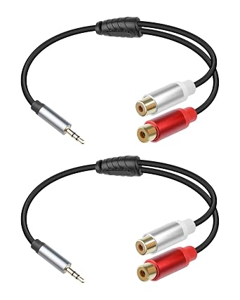 3.5 mm Male to 2 RCA Female Cable, 1/8 to RCA Y Audio Cord , for Smartphones,Tablets,Speakers MP3 HDTV1FT/2 Pack
