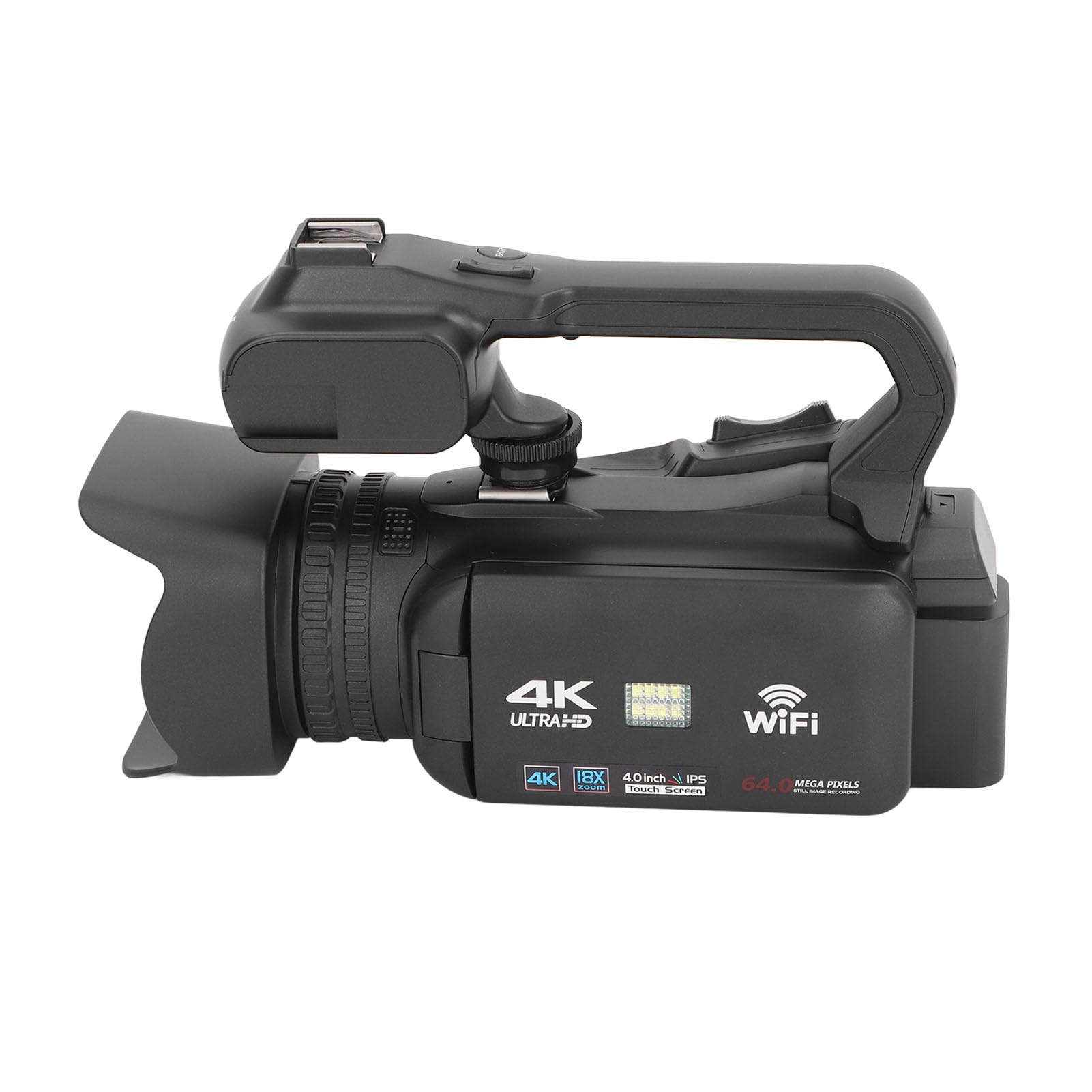 Videocámara Digital 4K UHD de 64MP, Zoom 18x, Visión Nocturna, Soporte para Dispositivos Externos, WiFi y Control Remoto 2.4G, Portátil y Versátil
