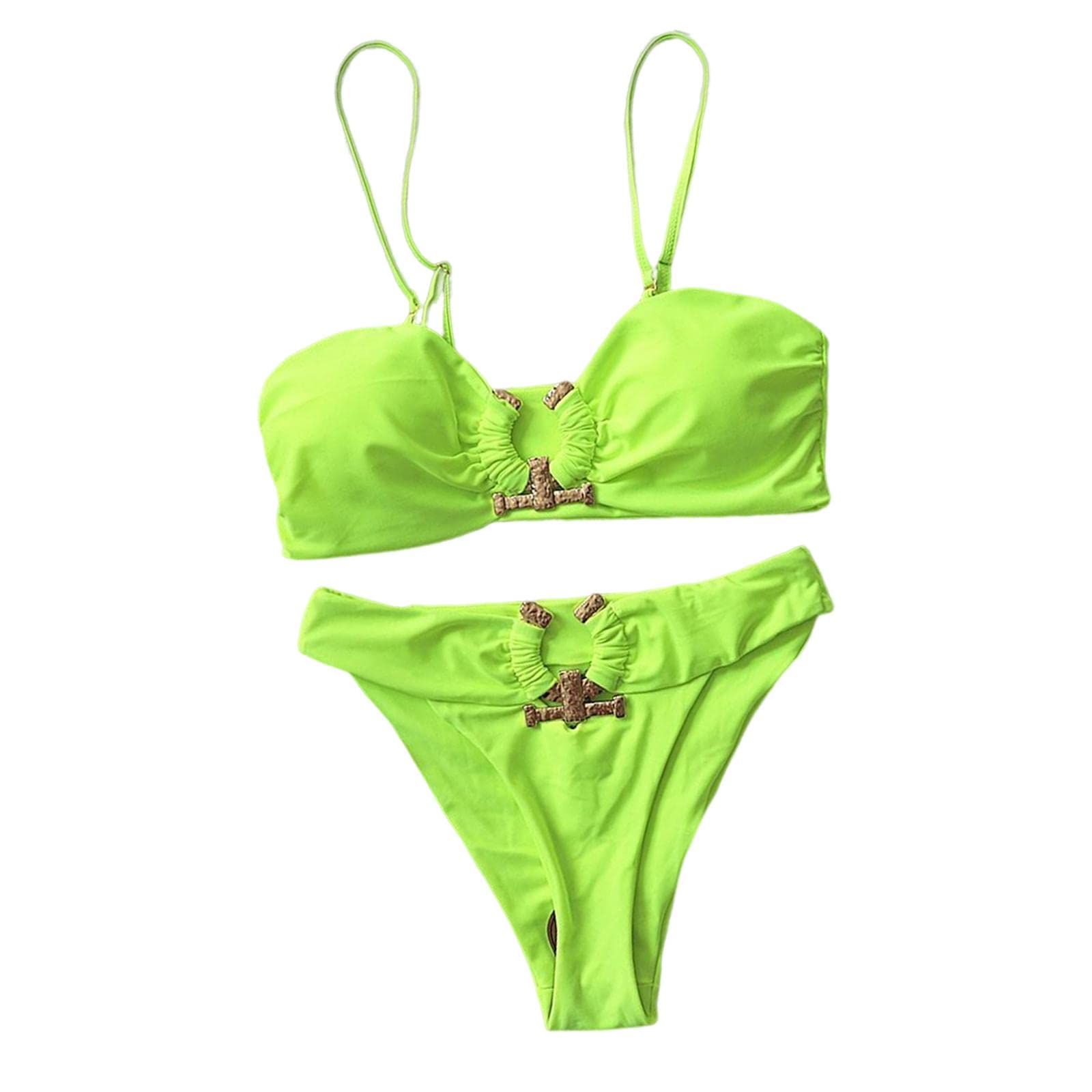 Women Bikini Set Swimwear Two Piece Bathing Suit Summer for Party Travel M Green-image-8
