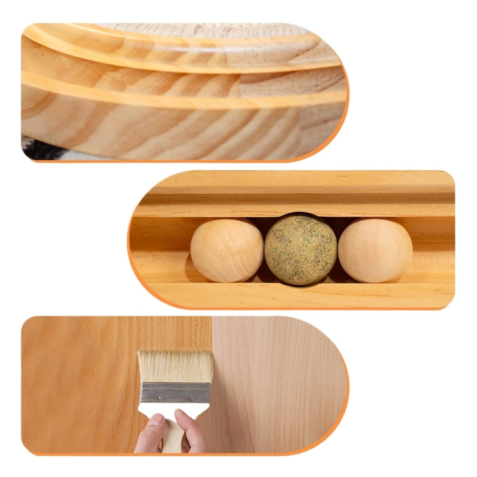 Cat Scratcher, Griffoir interactif en Bois avec Circuit à balles for Chats d'intérieur, idéal for l'exercice Physique.
