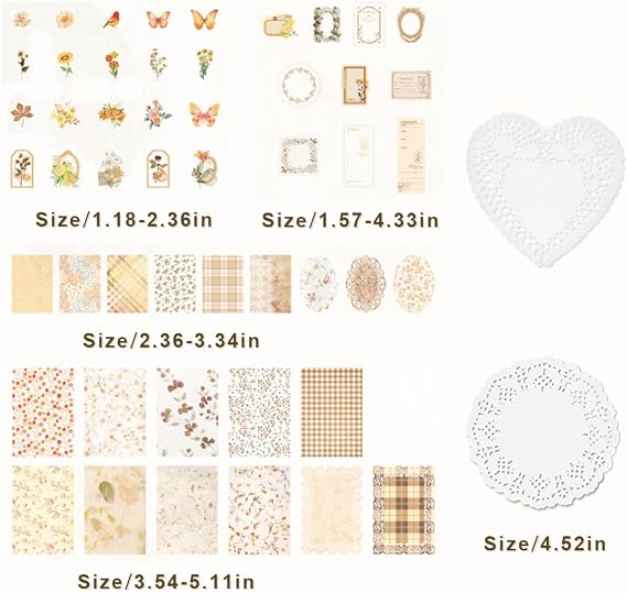Naszonus 420Pcs Vintage Floral Scrapbook Supplies Kit, Retro Flower Scrapbook Paper Junk Journal Stickers Set, DIY Craft Accessories for Bullet Journal Planner Collage Card Making