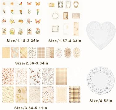 Naszonus 420Pcs Vintage Floral Scrapbook Supplies Kit, Retro Flower Scrapbook Paper Junk Journal Stickers Set, DIY Craft Accessories for Bullet Journal Planner Collage Card Making