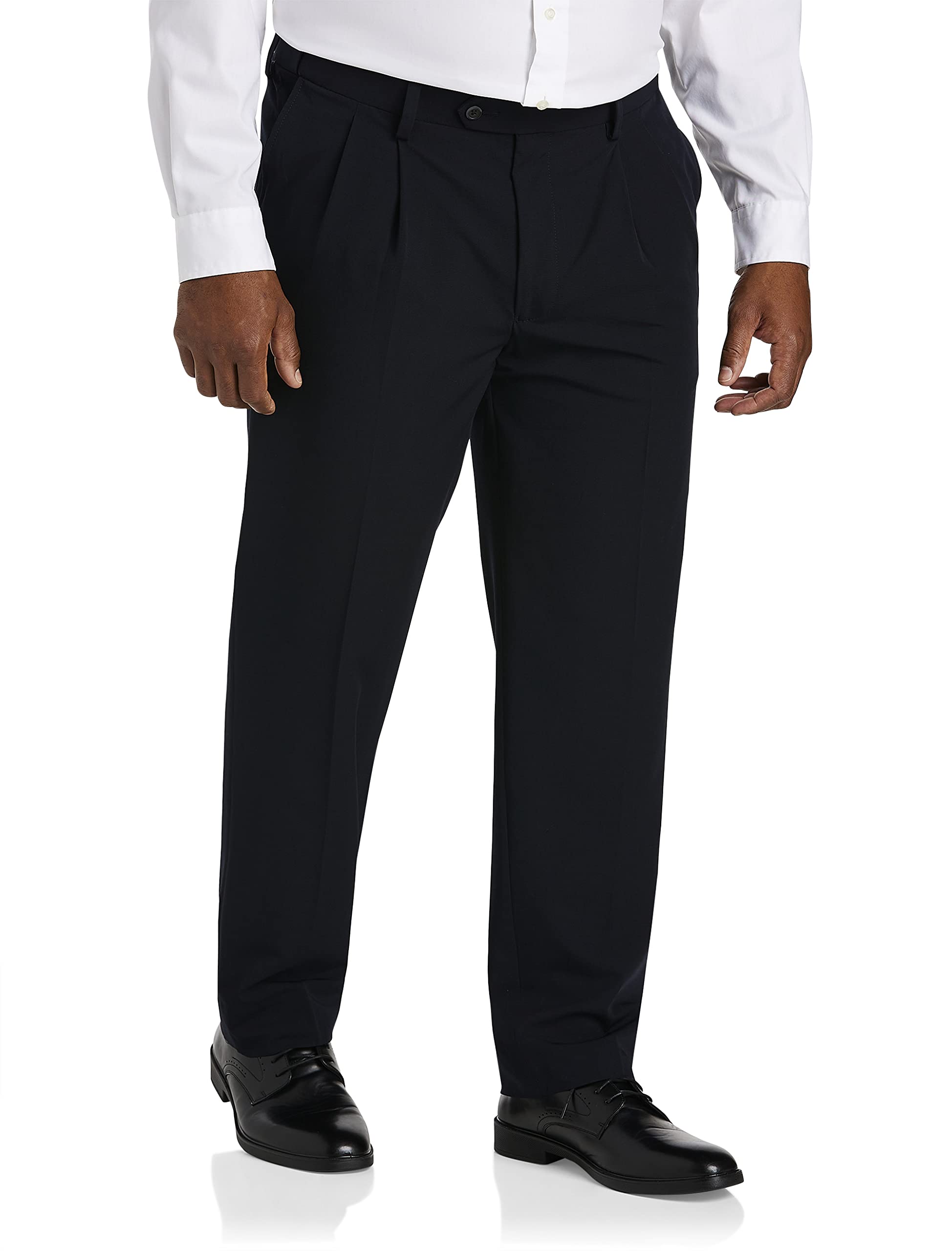 Oak Hill Easy Stretch Pleated Dress Pants Navy 42 x 30
