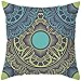 Lieson Poszewki na poduszki do salonu, 1 szt. 20 x 20 poszewki na poduszki na zewnątrz 50 x 50 cm poszewka na poduszkę z wzorem mandali ciemnoniebieska zielona, poliester