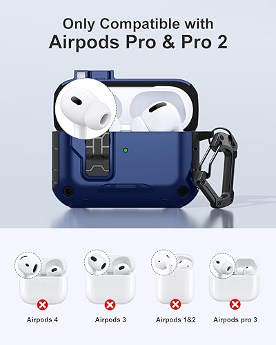 Miniatura 10 de Lerobo Funda para AirPods Pro 2 con kit de limpieza y soporte para teléfono, funda protectora dura compatible con Magsafe para AirPods Pro 21 (cable