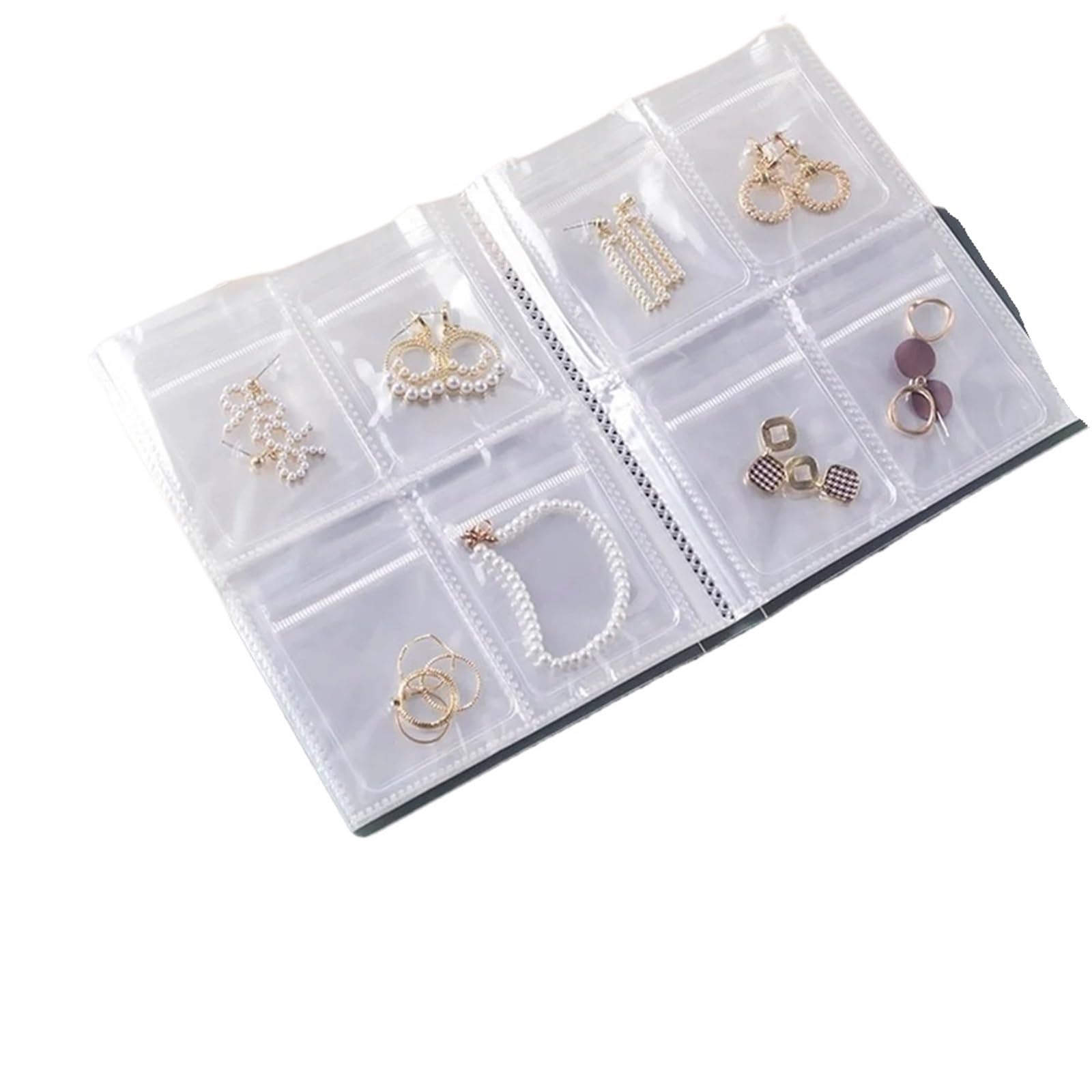 HUWOYG Transparent Jewelry Storage Bag Albums Necklace Earring Ring Book Holder Portable Travel Organizer Booklet For Rings Necklace(Color1)
