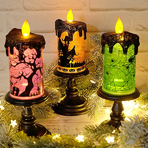 Velas sin llama para Halloween con efecto de tornado y luz led 8