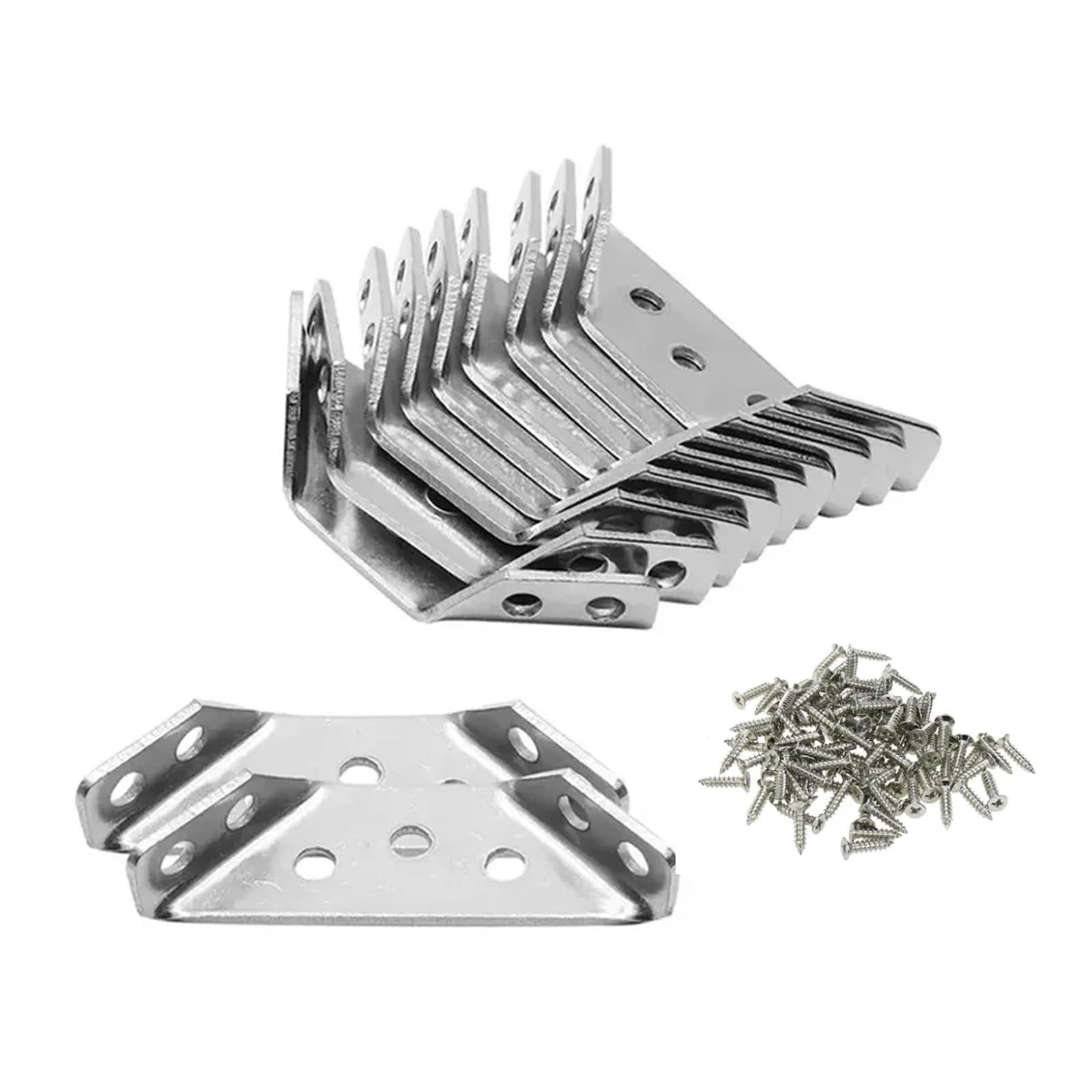 10Pcs Corner Braces Joint Stainless Steel Angle Code Support Trapeziform Shelf Fastener with Screw