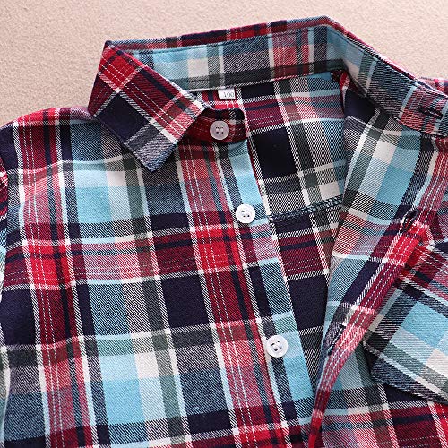 Image of Phorecys Girls' Plaid Flannel Shirt Long Sleeve Button Down Buffalo Checkered Shirt 2T-10 Years