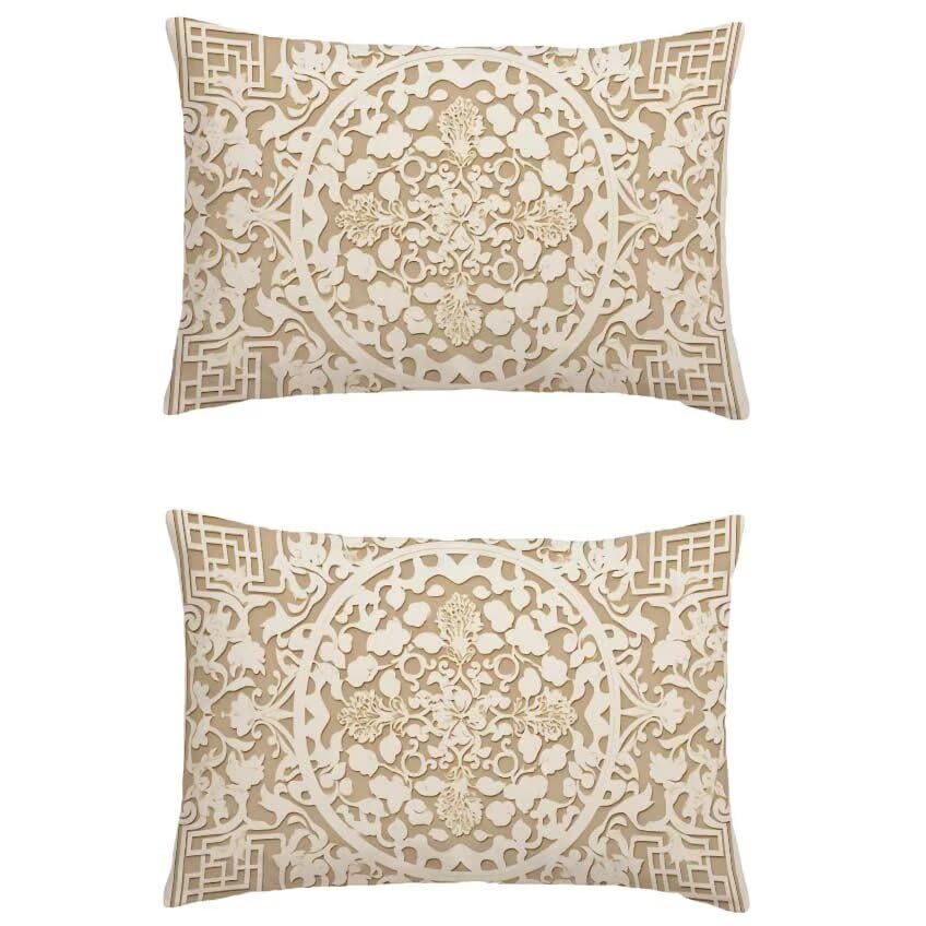 Housse de coussin salon de jardin crème 60x90 lin imperméable décoration maison
