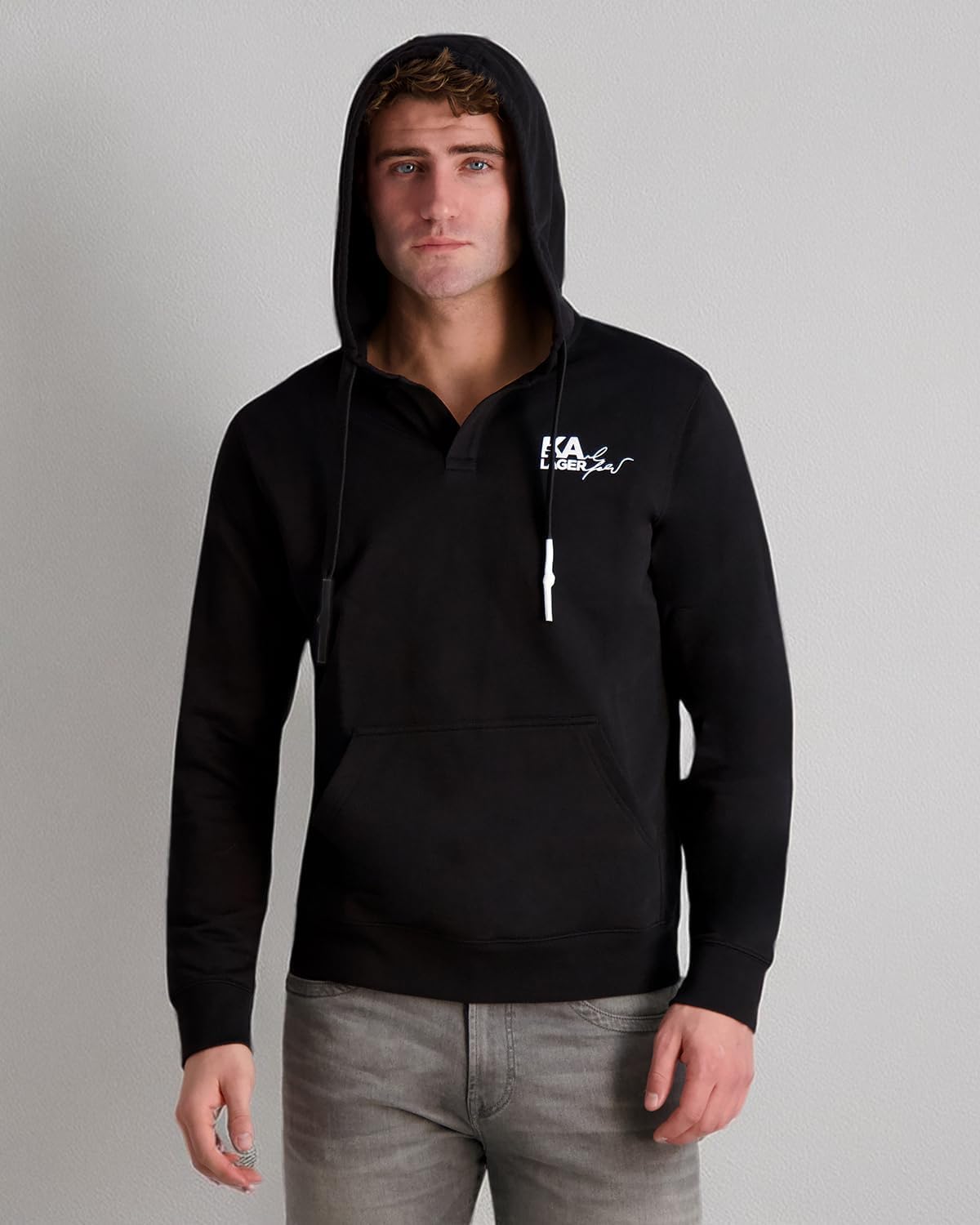 KARL LAGERFELD mens Hoodie With Rubber Logo French Terry - Image 6