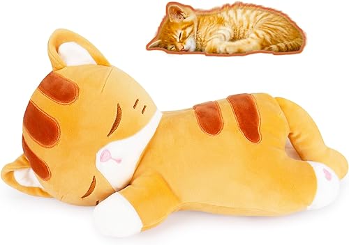 Almohada de peluche de gato, juguete de peluche naranjagris, 14 pulgadas, peluche suave de gatito para niños y adultos, decoración de regalos