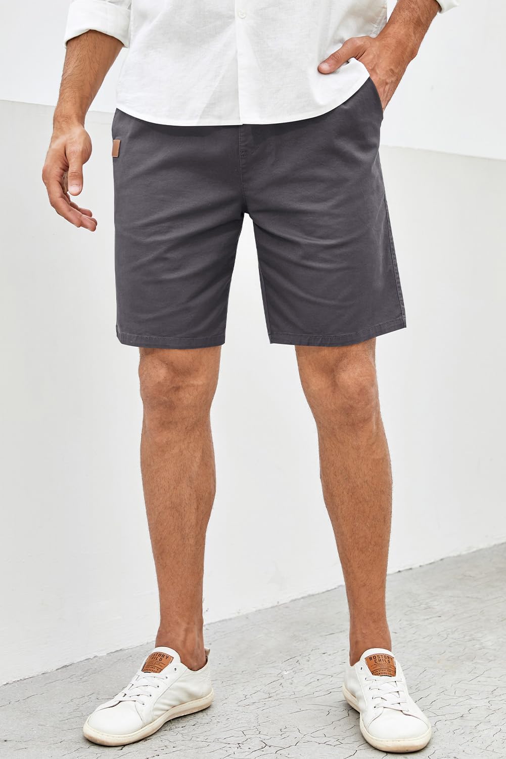 JMIERR Mens Casual Shorts - Cotton Drawstring Summer Beach Stretch Twill Chino Golf Shorts - Image 3