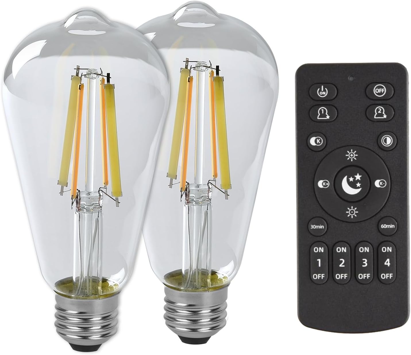 Smart LED Light Bulbs,Remote Control Light Bulb,ST64 Vintage Edison Bulbs with Remote Control,800LM 6W (60W Equivalent),E26 Base,Dimmable 2700K-6500K, 2-Pack(2 Bulbs+1 Remote) Smart LED Light Bulbs,Remote Control Light Bulb,ST64 Vintage Edison Bulbs with Remote Control,800LM 6W (60W Equivalent),E26 Base,Dimmable 2700K-6500K, 2-Pack(2 Bulbs+1 Remote)