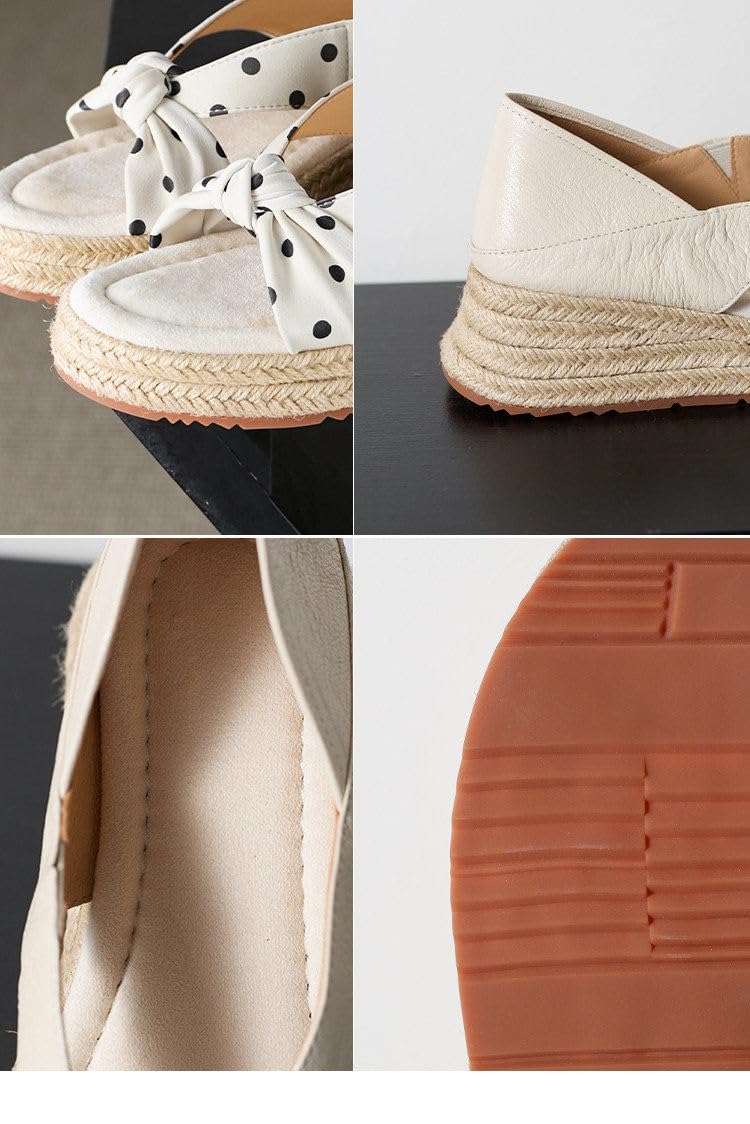 Genérico Damskie sandały na koturnie plecione espadryle letnie otwarte palce PU miękka gumowa wkładka antypoślizgowa pięta 5,5 cm biuro ślub