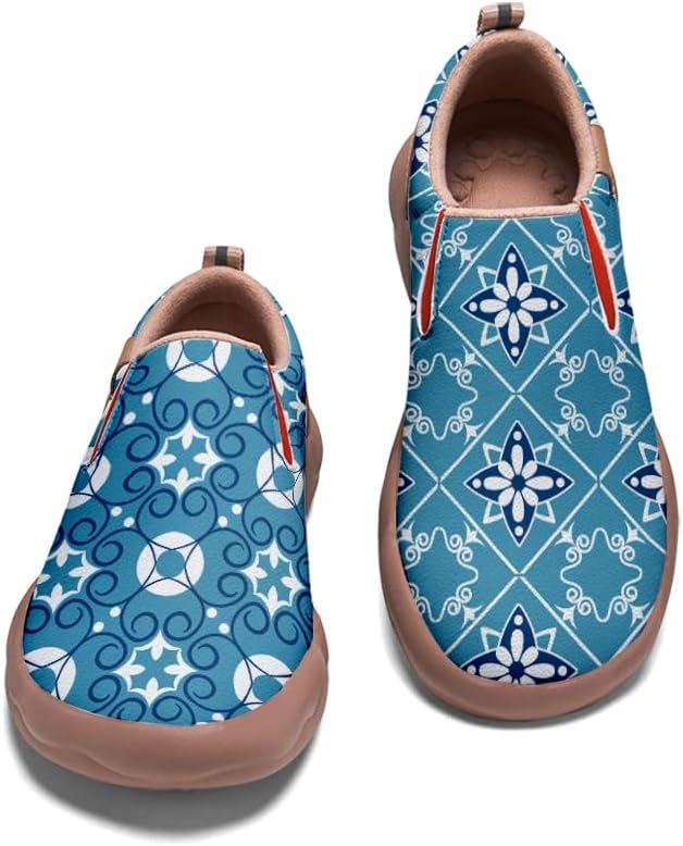 Kid's Casual Slip-on Shoes Lightweight Comfort Fashion Sneaker Art Painted Travel Loafers Decorative Tiles Style