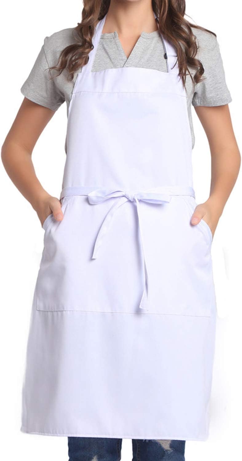 BIGHAS Adjustable Bib Apron with Long Ties for Women Men 18 Colors Chef Kitchen Cooking