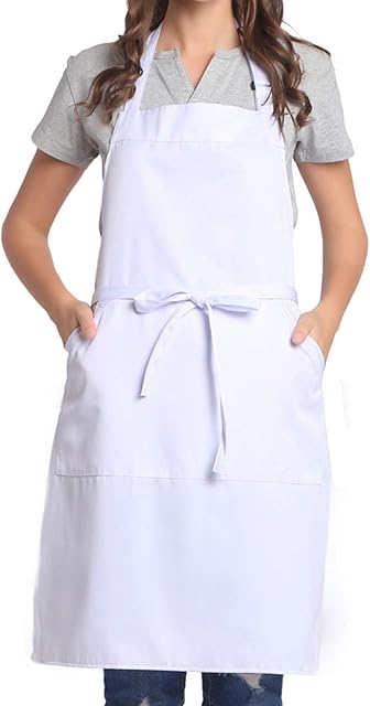 BIGHAS Adjustable Bib Apron with Long Ties for Women Men 18 Colors Chef Kitchen Cooking