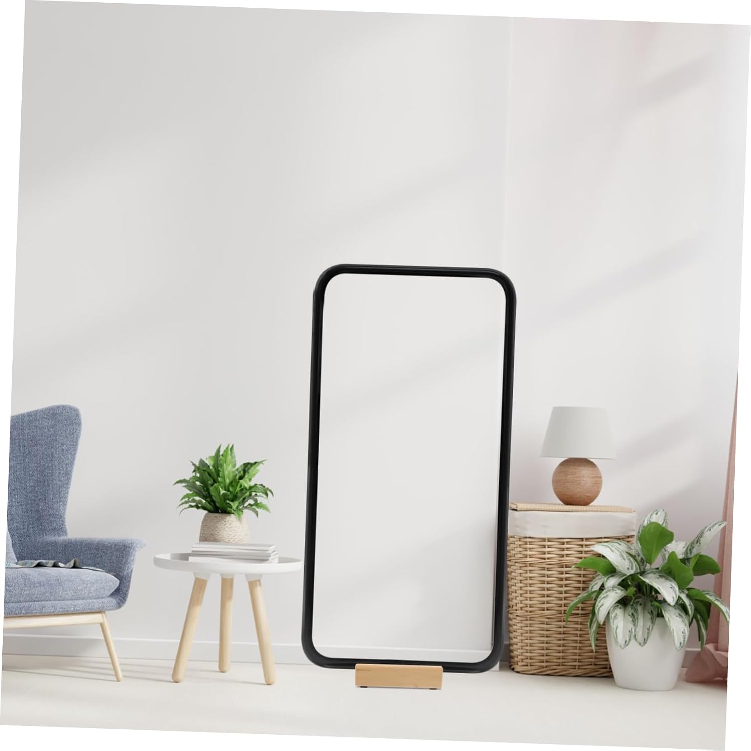 HOMSFOU Floor Mirror Base Photograph Standing Mirror Gold Length Stand Mirror Display Gym Mirror Elegant Full Length Mirror Black Wall Mirror Large Mirror Full Length Mirror Stand Wooden