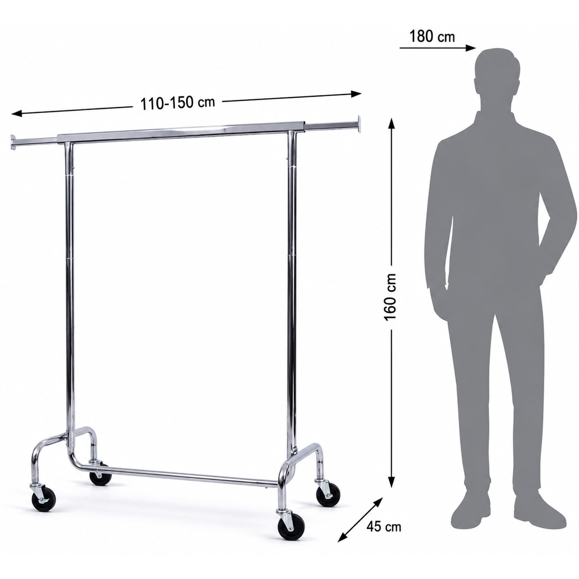 Tatkraft Didrik - Robusto Stand Appendiabiti su Ruote, Portata Fino a 130 kg, Realizzato in Acciaio Cromato