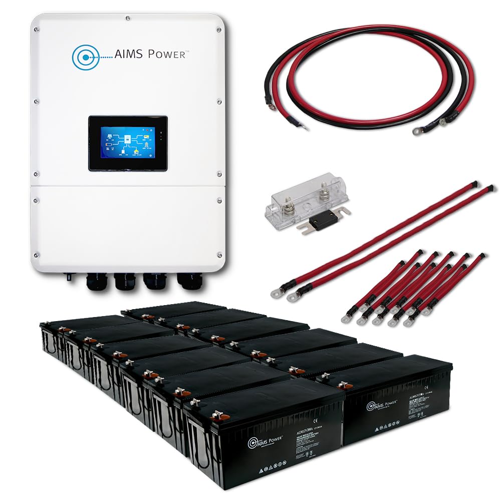 AIMS Power Hybrid Inverter Kit with 28.8kW Battery Bank - 9.6 kW Output Inverter and 28.8…