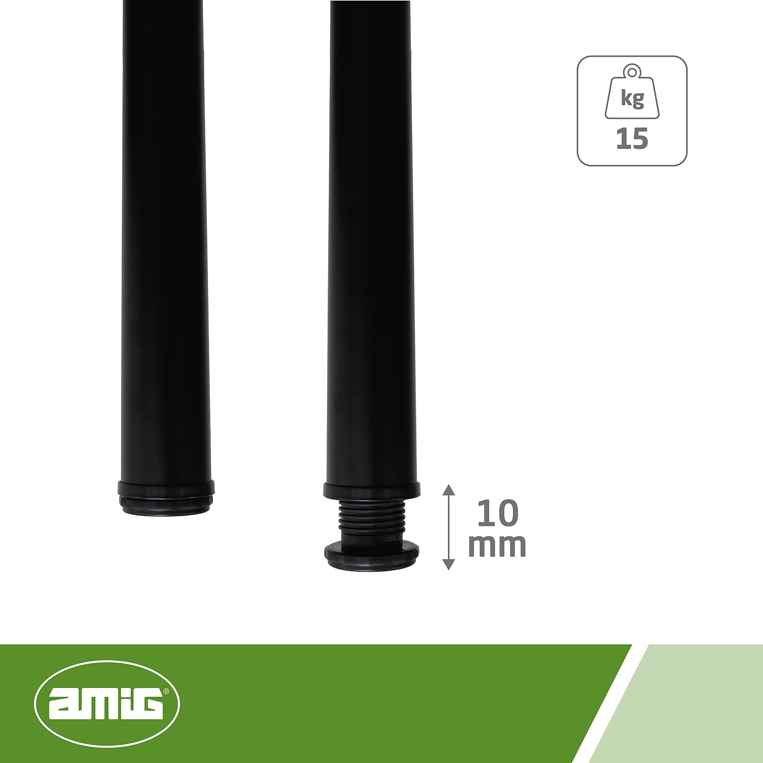 Amig - Adjustable Steel Leg, Black, 60 x 870 mm - Image 4