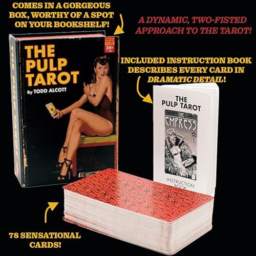Miniatura 3 de Pulp Magazines - Baraja de cartas con temática de tarot, con personajes de la historia de la ilustración de pulp, juego en caja con 78 cartas