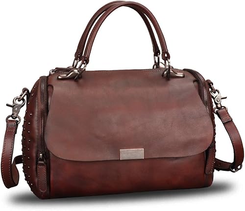 Bolso bandolera de cuero genuino para mujer, estilo vintage, hecho a mano, bandolera