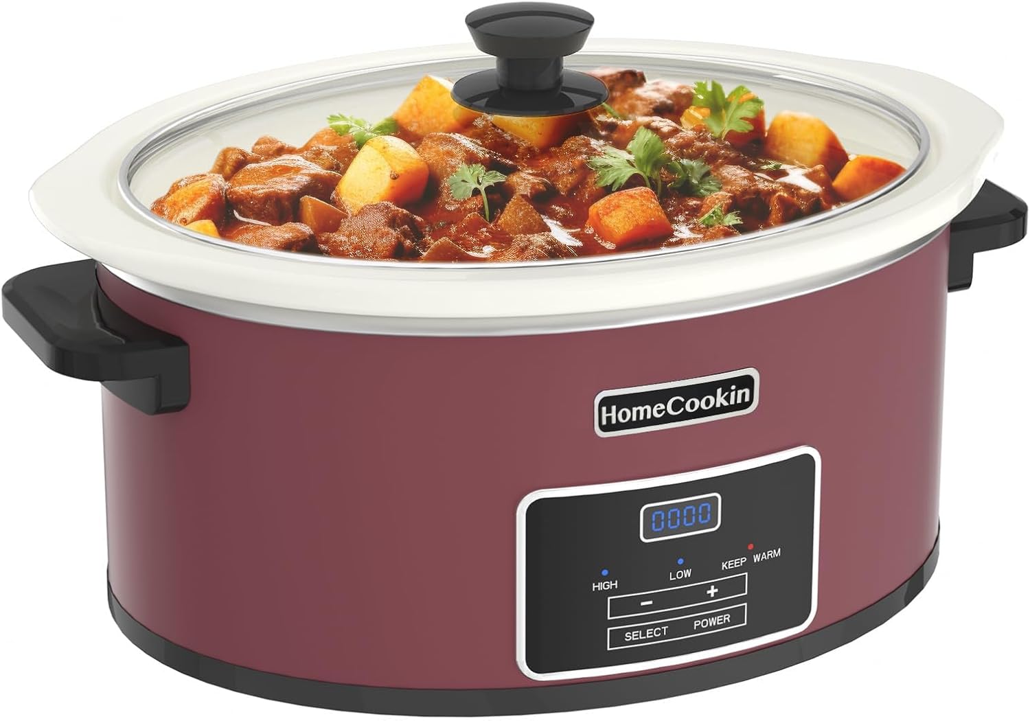 HOMECOOKIN 8-Quart Programmable Slow Cooker with Timer Keep Warm – Small Kitchen Appliance for Family Dinners – Serves 6+ People (Red Shell + White Ceramic Liner) HOMECOOKIN 8-Quart Programmable Slow Cooker with Timer Keep Warm – Small Kitchen Appliance for Family Dinners – Serves 6+ People (Red Shell + White Ceramic Liner)