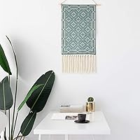 Vista 2 de Dremisland Tapiz tejido de macramé para colgar en la pared, decoración bohemia bohemia para el hogar, decoración geométrica de arte, telón de fondo