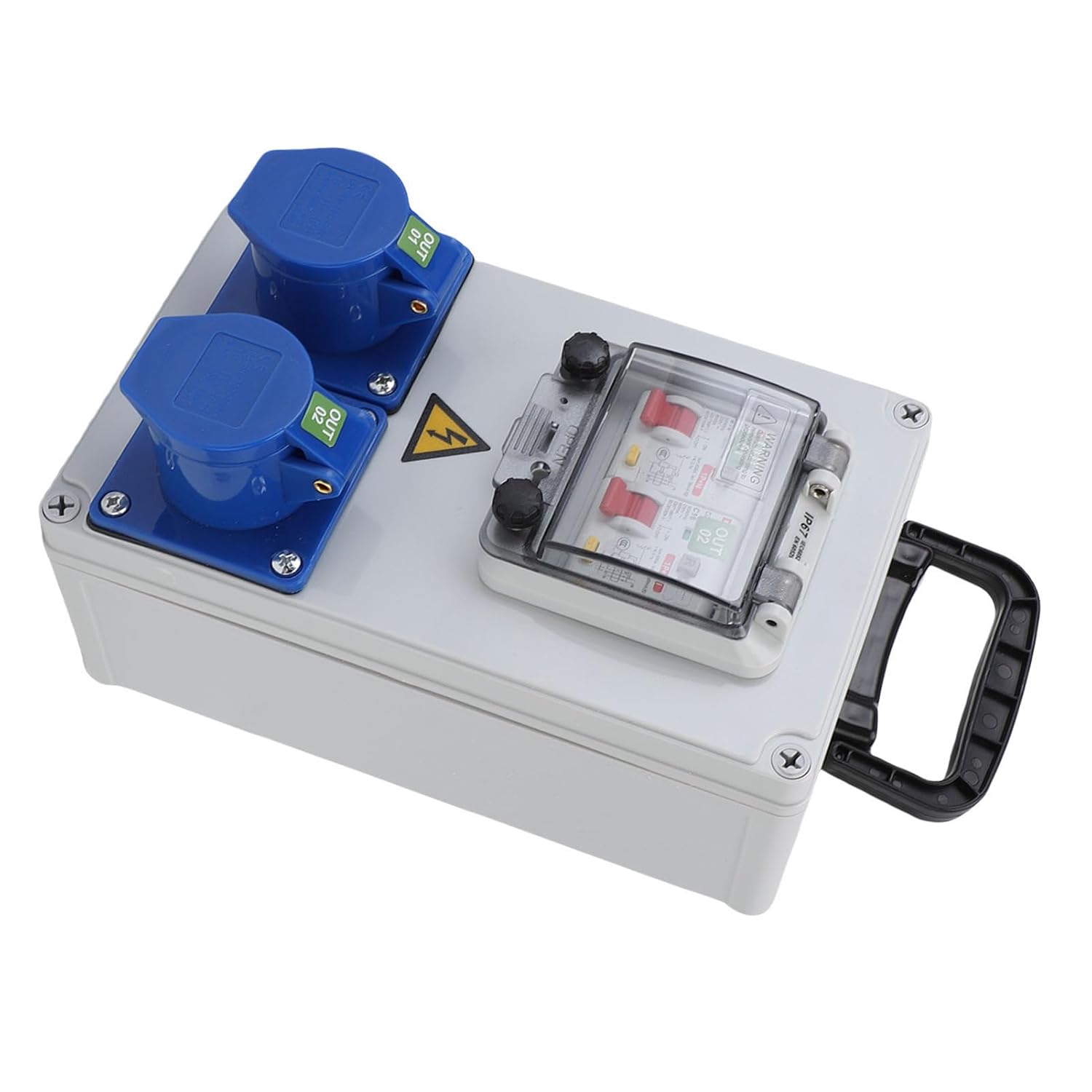 Hilitand Portable Industrial Socket Box, Impact Resisting Retardant Rustproof ABS PC Material IP44 67 with Buckle Hinge Design, for Warehouse Factory Construction Site 250x150x100mm