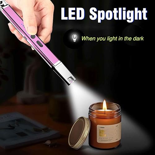 Vista 9 de Encendedor de velas sin llama, encendedor eléctrico USB recargable, encendedor largo ARC para vela, encendedor resistente al viento, regalo