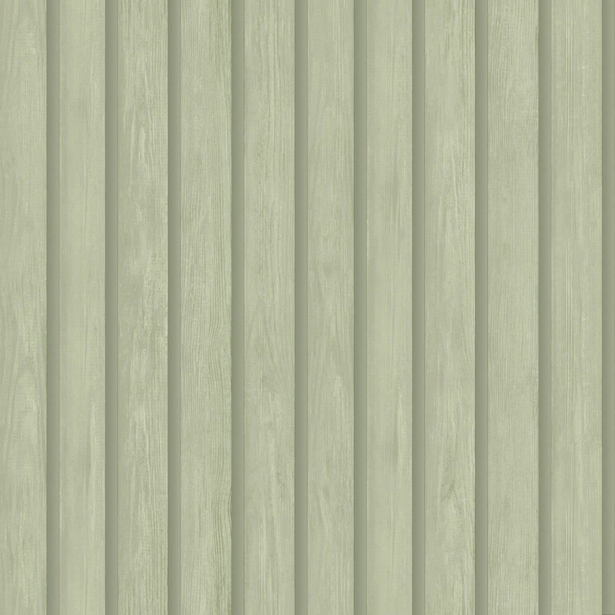 Holden Wood Slat Wallpaper Wooden Slats 3D Effect Soft Green 13300