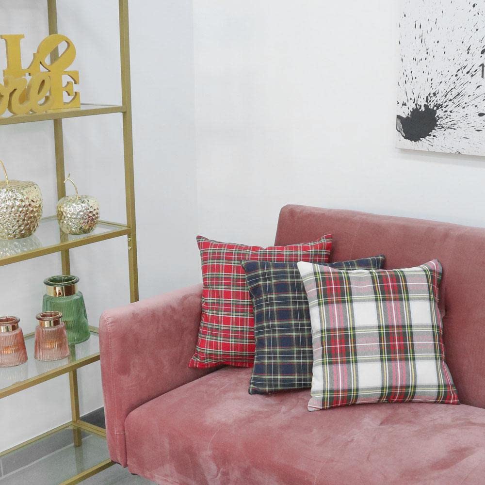 Declea Home Decor Cuscino Natalizio Motivo Tartan Copricuscini Natalizi Arredo Divano Letto, Federa Cuscino Natalizio Decorazione di Natale, 60X60 cm, Verde