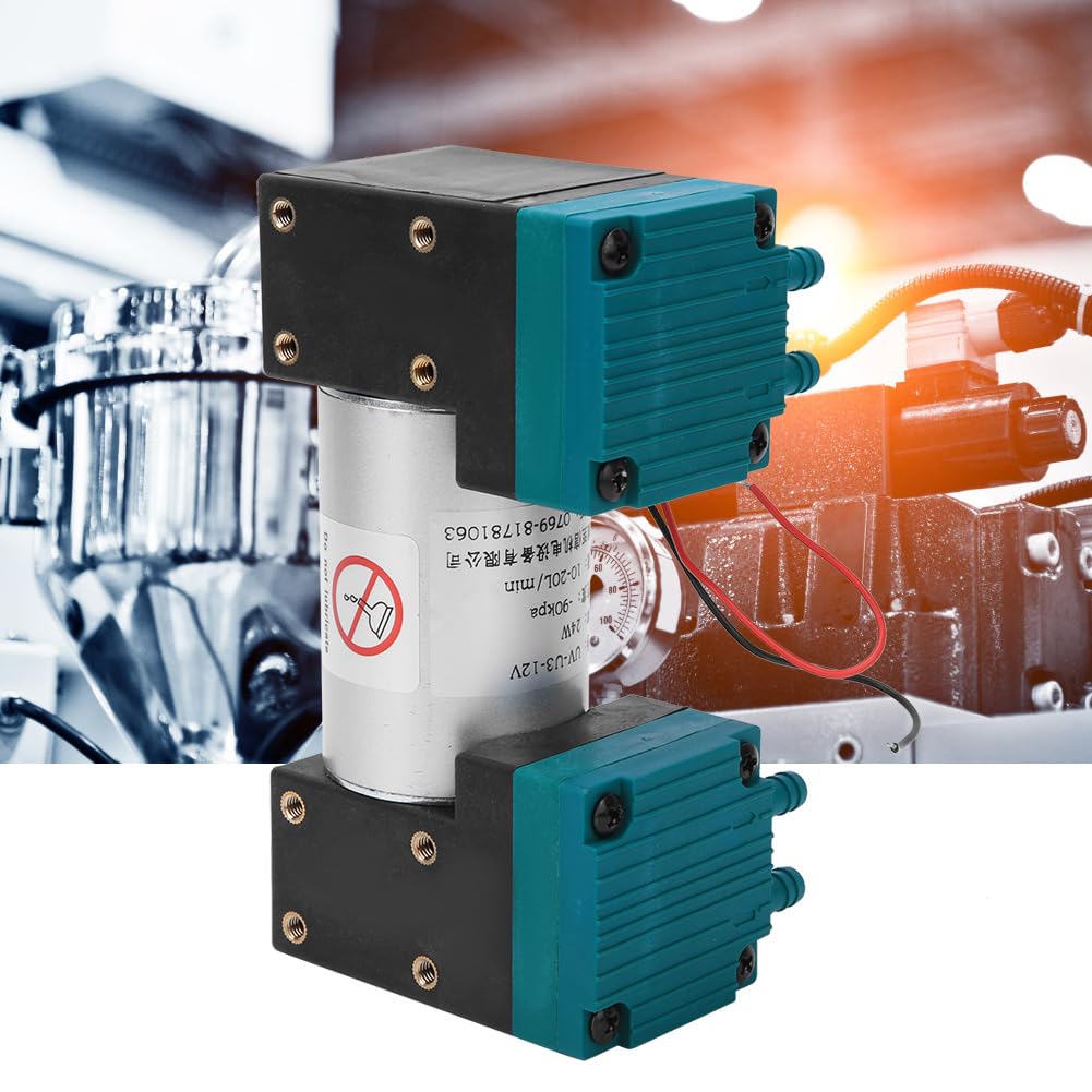PerGar Vakuumpumpen, DC 12 V, 10–20 L Pro Minute, -90–350 KPa, 24 W, Kleine Mini-Vakuumpumpe, Unterdruck-Saugpumpen mit Zubehör, Geräuscharm (AC220V)