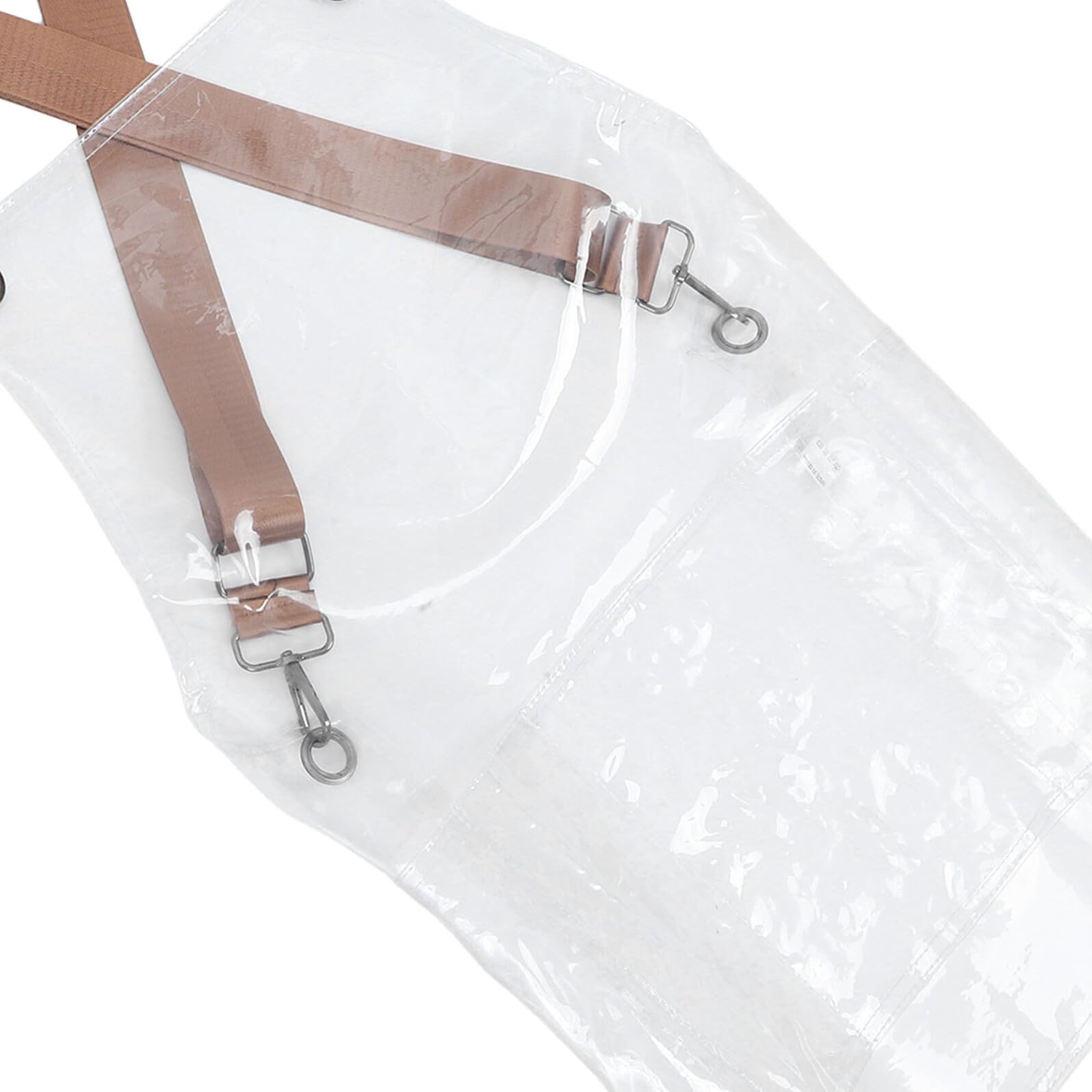 Tablier de Coiffure Transparent en Tpu 60 CM Court avec Sangle Jaune Ajustable, Tablier Imperméable et Résistant à L’Huile pour Salon de Coiffure Professionnel, Protection