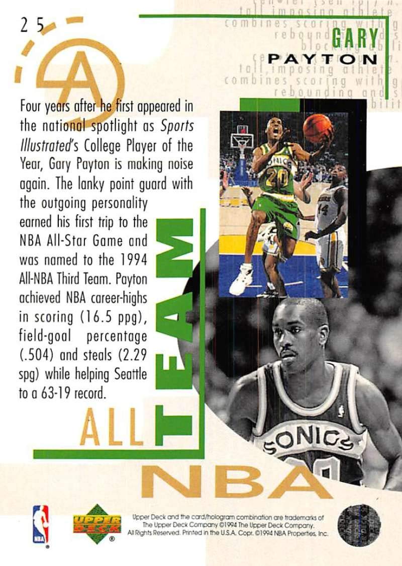 Amazon.com: 1994-95 Upper Deck #25 Gary Payton AN NM-MT Seattle