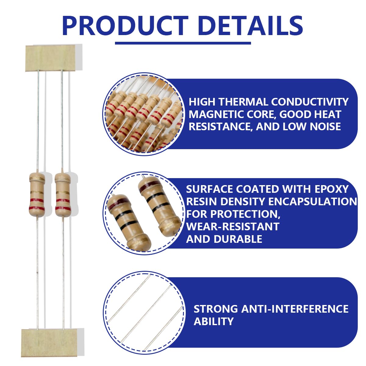 Resistenza del Film di Carbonio 2.2 Ohm 1/2W 5% 100 Pz per Progetti DIY