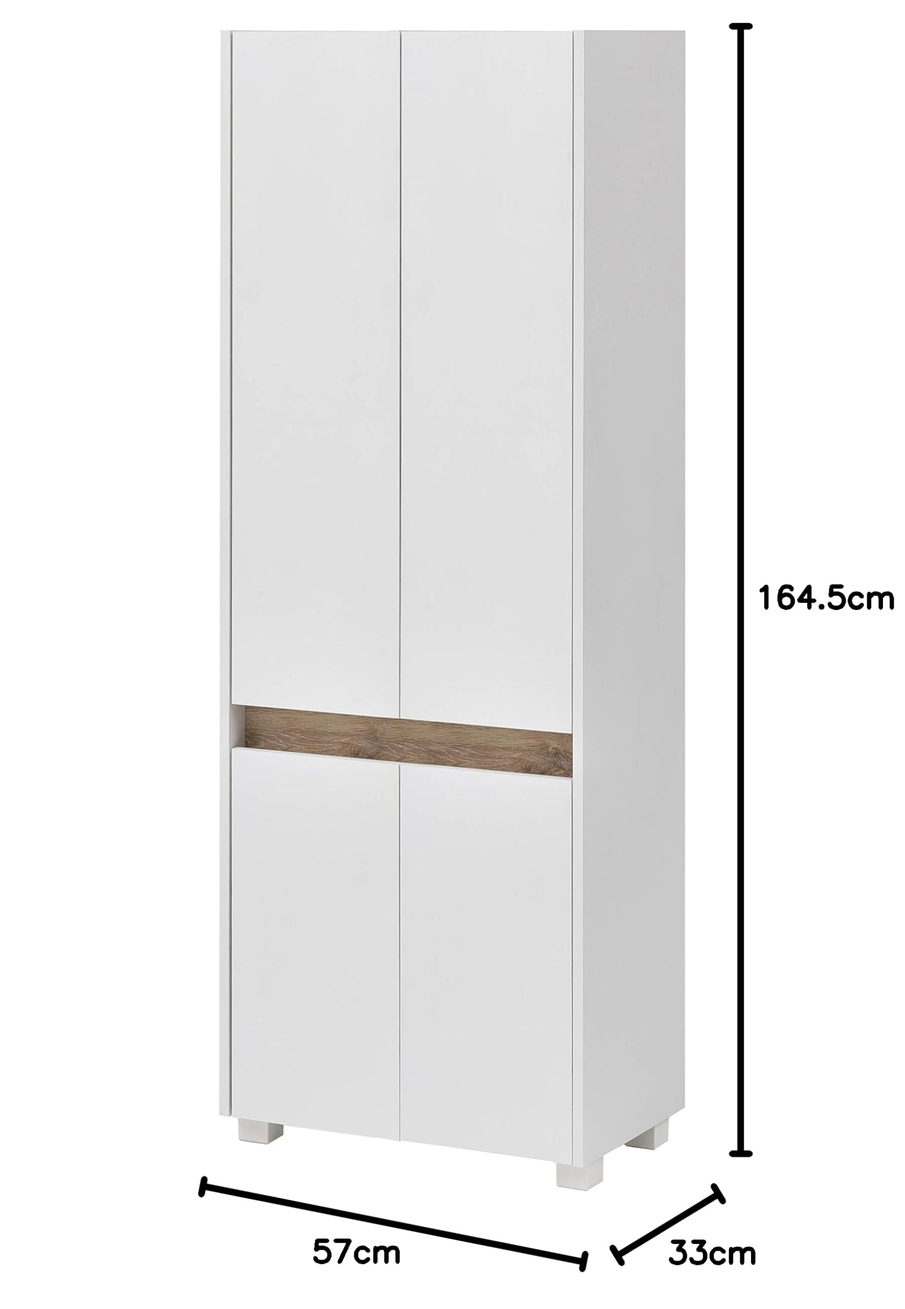 Schildmeyer Hochschrank 701514 Cosmo, 57 x 164,5 x 33 cm (BxHxT), weiß