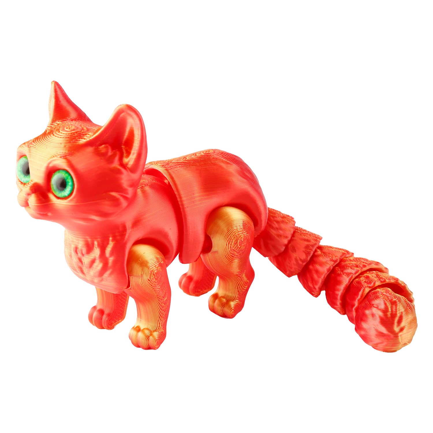 Hopzab 3D Printed Cat Figurine – Flexible Animal Fidget Toy for Stress Relief & Anxiety Management, Cute Desk Decor for Home & Office, Unique Collectible Cat Gift(Red)