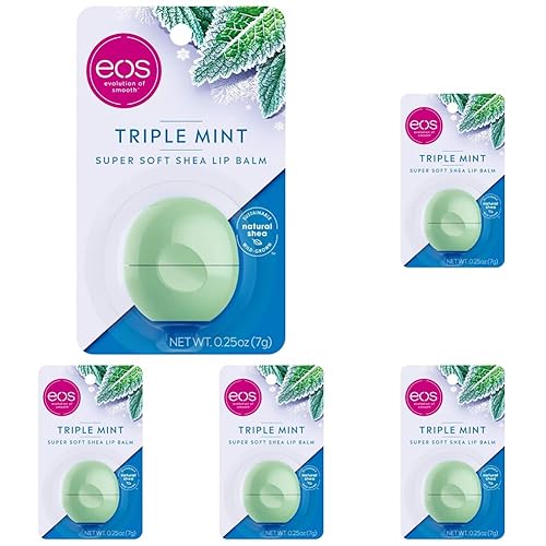 eos Bálsamo labial Super Soft Shea Sphere Triple Mint Hidrata profundamente y sella la la humedad Ingredientes de origen sostenible 0.25 onzas