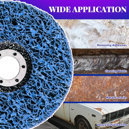 UVVRUR CSD Scheibe 125mm Grob Reinigungsscheiben 7 STK CSD Scheibe 125mm Schleifscheiben für Winkelschleifer Rost Entfernen Rostentferner für Ntfernen Sie Farbe, Rost (Blau, 7, Mittel)