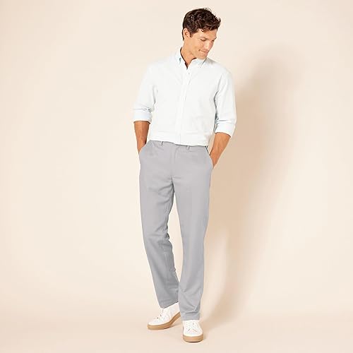 Miniatura 5 de Tienda Essentials - Pantalón de vestir de corte clásico, con cintura expandible y sin pinzas para hombre