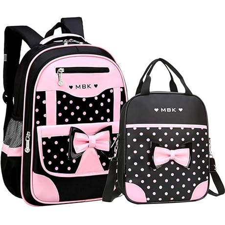2-Piece School Bag Set for Elementary Students with Princess Bow Design