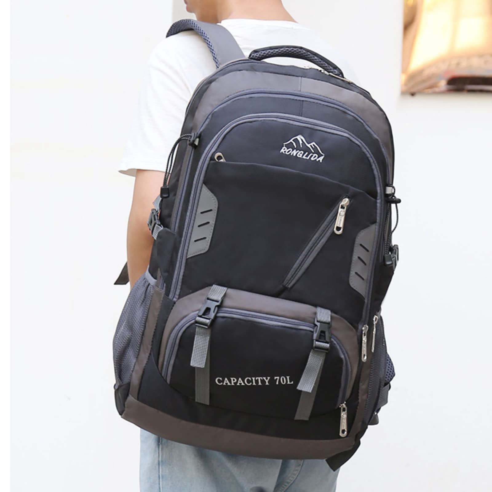 Zaino da viaggio unisex 70L Zaino da viaggio sportivo Borsa da viaggio all'aperto Escursionismo Zaino in nylon Alpinismo Zaino da campeggio