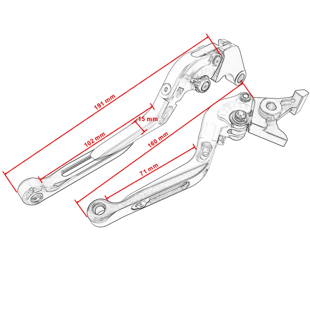 Set di leve per freno e frizione per moto, pieghevoli, allungabili, per Husqvarna 701 Supermoto/Enduro 2017-2020 per 1090 Adventure/R 2017-2019 (nero)