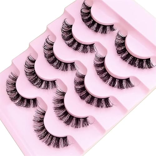 Pestañas postizas Russian Strip D esponjosas 3D de visón sintético, 5 pares