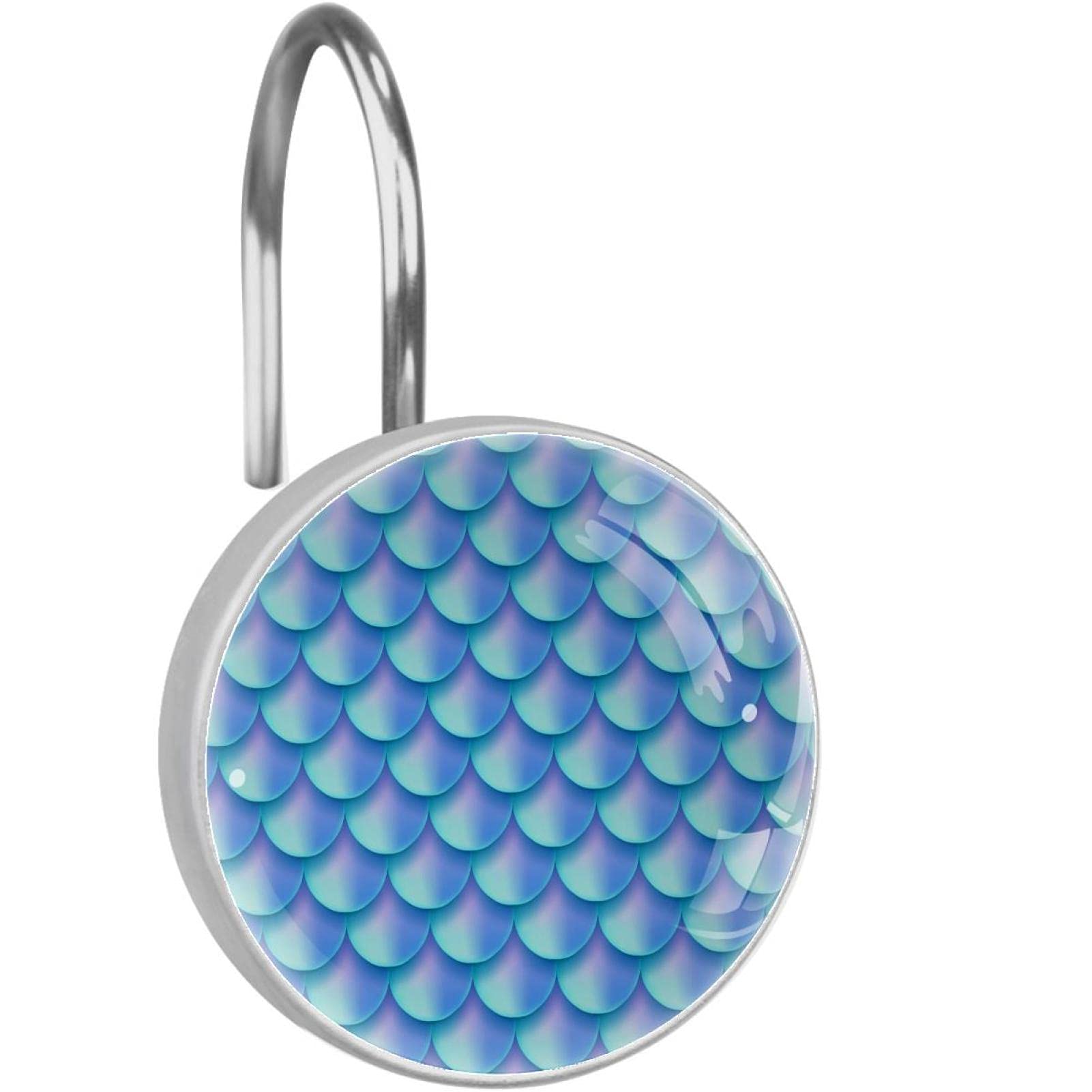 Anneaux de rideau de douche anti taches de rouille en acier inoxydable lot de 12 bleus