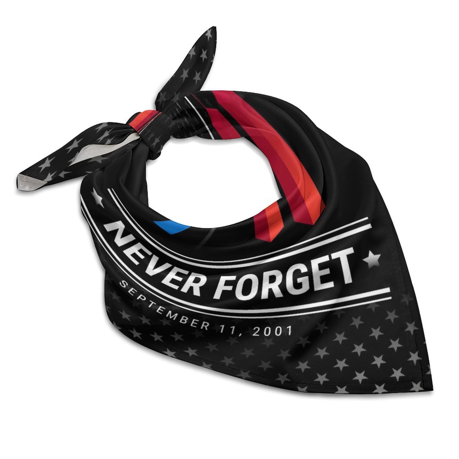 Csemeie 9/11 We Will Never Forget Bandana Hair Scarf Headband Adjustable Neckerchief for Men Women Decor