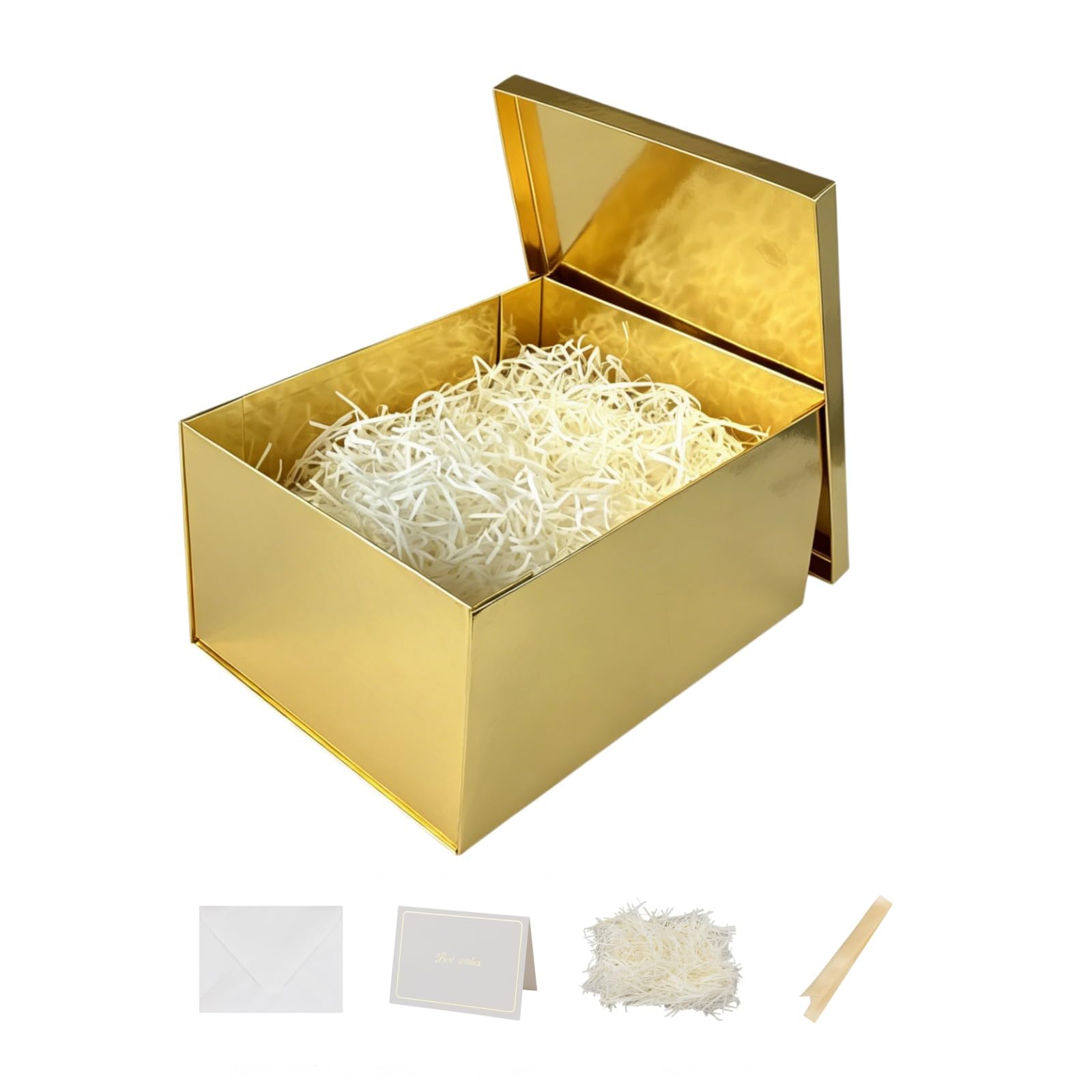 Nenwic Small Gift Box with Lid 25.5x20.5x10cm Gold Boxes, 3Pack